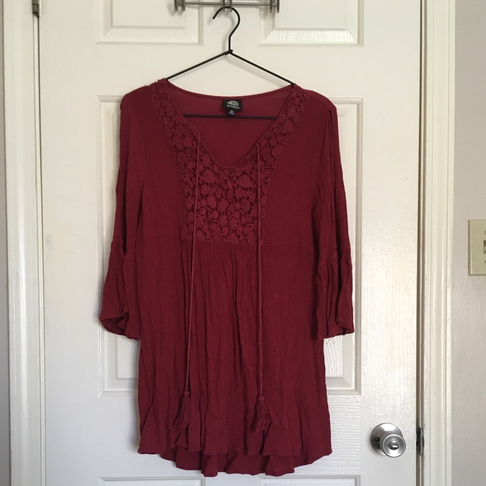 Peasant Style Cranberry Colored Top